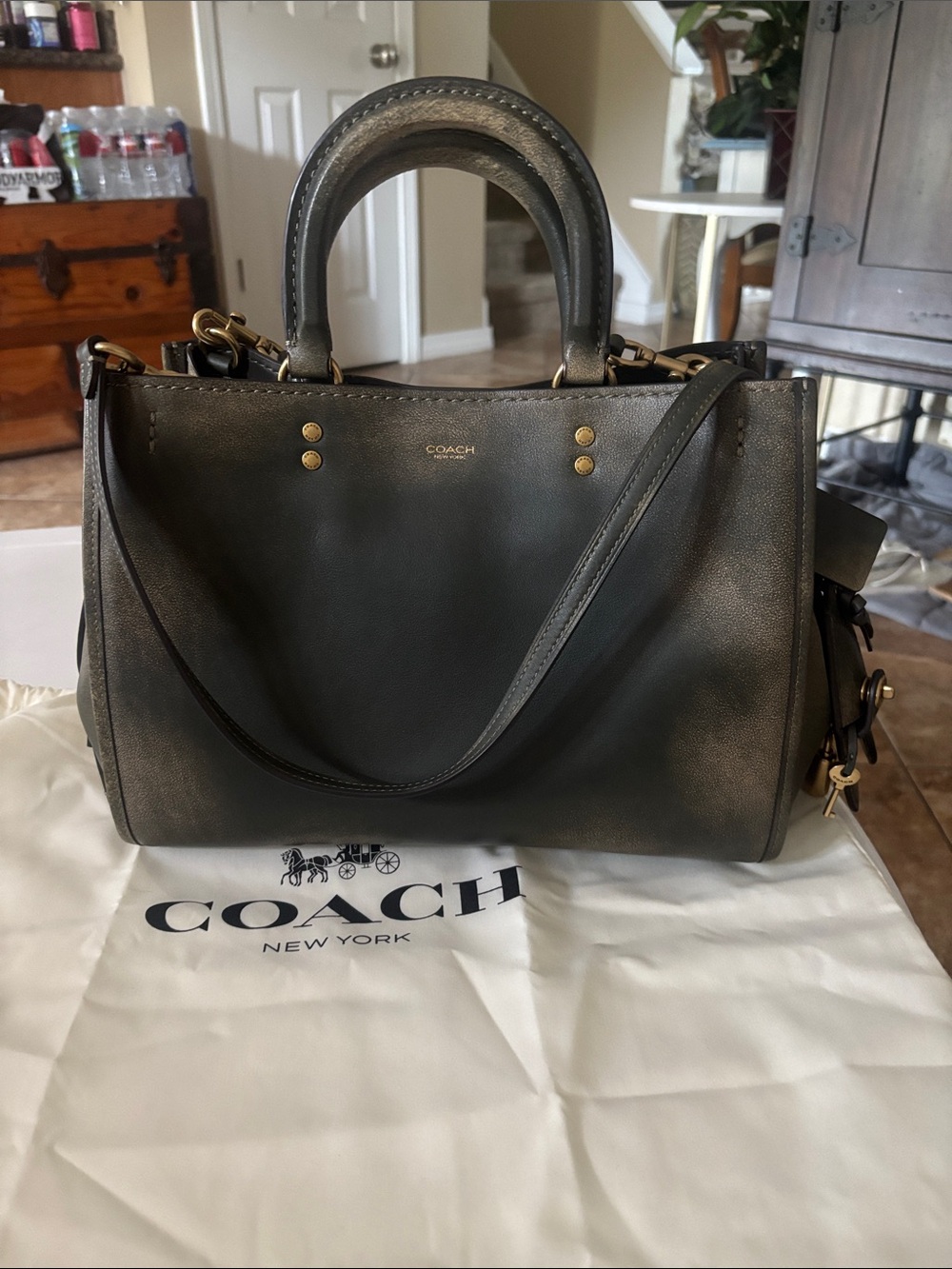 Coach Rogue 31 LL olive Leather Satchel with Gold Hardware NWT